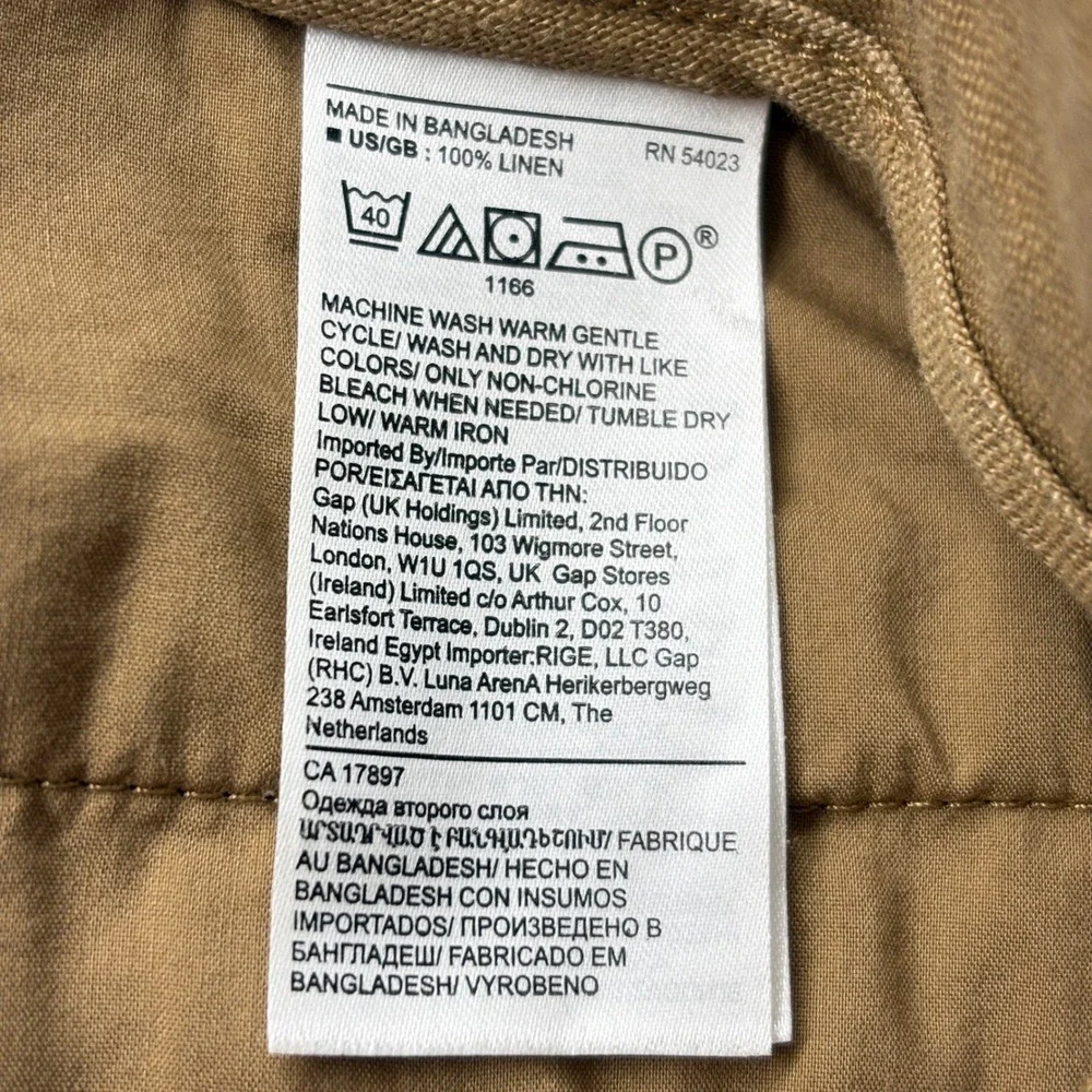 Banana Republic Womens Pleated Linen Pants 10L Tan High Rise Wide Leg 813840-00